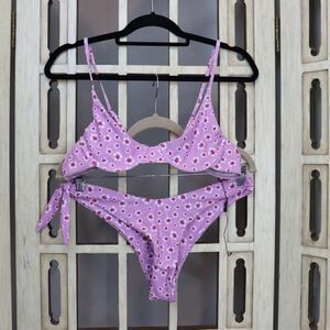 Zaful Purple Floral Print Bikini Set 8 New